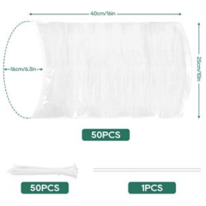 50 Pcs Poultry Shrink Bags, 10x16 Inch Chicken Shrink Wrap Bags, BPA/BPS Free Heat Shrink Bags for Food Storage and Keeping Fresh, Include Silicone Straw and 50 Zip Ties