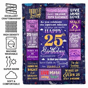 PREZZY Vintage Born in 1998 25 Year Old Blanket Happy 25th Birthday Decorations for Girls Women Throw Blanket Christmas Anniversary Ideas Gift Custom Name Cozy Soft Fleece Sherpa Blankets