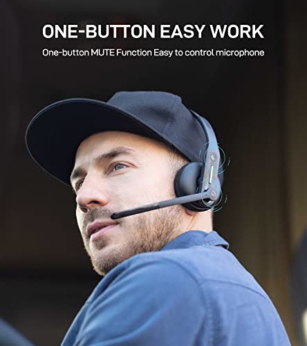 Edifier CC200 Bluetooth Headset with Noise Cancelling Microphone - Trucker Bluetooth Headset - HD Voice - 29hrs Talk Time - USB-C Cable - Multiple Calls Control - Ultralight Design - Black