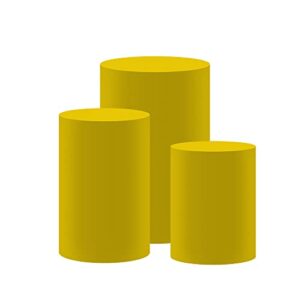 Dark Yellow Plinth Cover for Baby Birthday Party Newborn Baby Shower Baptism Communion Christening Cylinder Cover Photography Decoration Solid Color Pedestal Cover NO-1012 D56H77