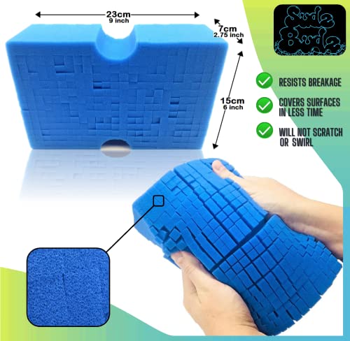 Sudz Budz Premium Jumbo Foam Grid Car Wash Sponge 1pc | Anti-Marring Sponge for Soap and Rinseless Washing | Cross-Cut, Easy Grip, Large Sponge | Durable, Soft, Scratch-Free Car Cleaning and Detailing