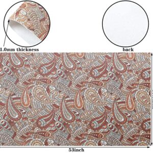 Picheng Paisley Flower Faux Leather Sheets: Paisley Cashew Flower Faux Leather Rolls 13.8"X53"(35cmX135cm) PU Solid Faux Leather Sheet for Making Crafts, Sewing DIY Projects (Paisley Flower-F)