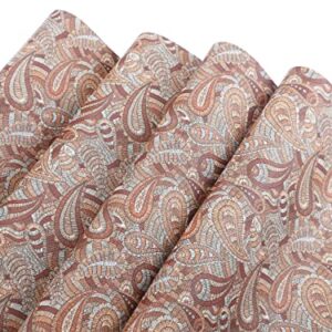 Picheng Paisley Flower Faux Leather Sheets: Paisley Cashew Flower Faux Leather Rolls 13.8"X53"(35cmX135cm) PU Solid Faux Leather Sheet for Making Crafts, Sewing DIY Projects (Paisley Flower-F)