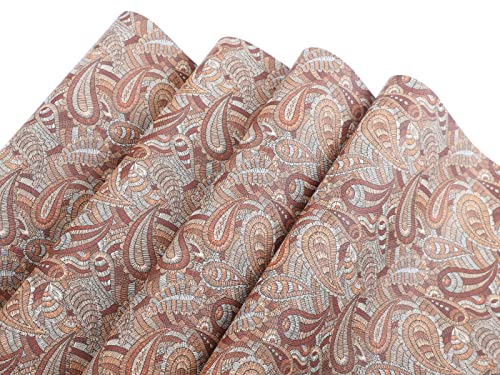 Picheng Paisley Flower Faux Leather Sheets: Paisley Cashew Flower Faux Leather Rolls 13.8"X53"(35cmX135cm) PU Solid Faux Leather Sheet for Making Crafts, Sewing DIY Projects (Paisley Flower-F)