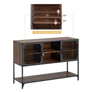 soges Buffet Sideboard, Buffet Cabinet, Walnut Kitchen Buffet Storage Cabinet, Modern Sideboard with Storage Cabinets and Bottom Shelf, Living Room Kitchen Dining Room Furniture