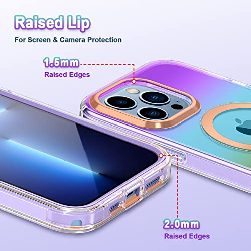 Rancase for iPhone 13 Pro Max Case Compatible with MagSafe,Built with Screen Protector Full Body Shockproof Stronger Magnetic Attraction Women Girls Cover for Apple iPhone 13 Pro Max,Purple