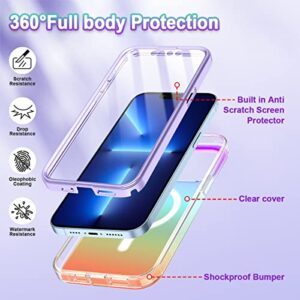 Rancase for iPhone 13 Pro Max Case Compatible with MagSafe,Built with Screen Protector Full Body Shockproof Stronger Magnetic Attraction Women Girls Cover for Apple iPhone 13 Pro Max,Purple