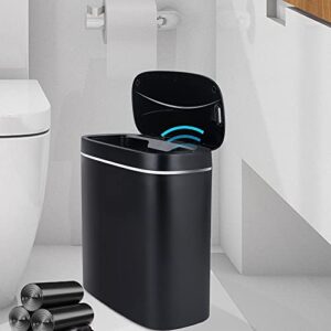 2023 upgraded bathroom trash can with lid 3.5 gal, self-sealing auto motion sensor touchless trash bin, small smart slim garbage wastebasket for toilet, office, rv, bedroom, livingroom (black 3.1gal)