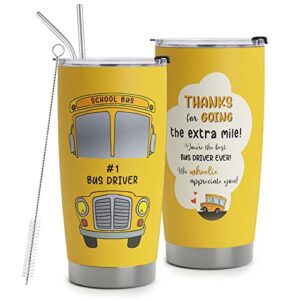 homisbes bus driver appreciation gifts - stainless steel best bus driver tumbler cup 20oz for school bus driver - gifts for retired bus driver
