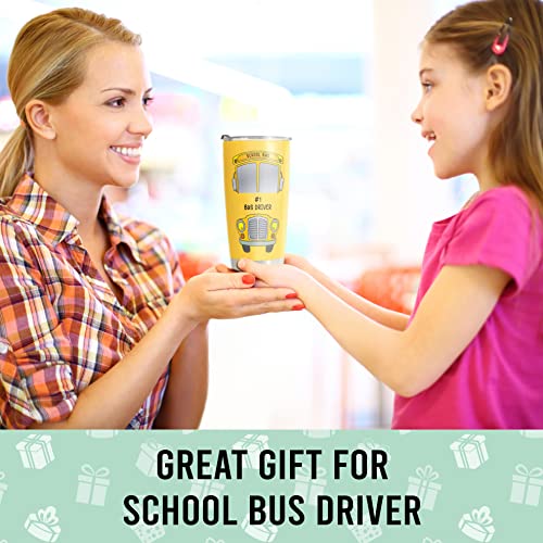 HOMISBES Bus Driver Appreciation Gifts - Stainless Steel Best Bus Driver Tumbler Cup 20oz for School Bus Driver - Gifts for Retired Bus Driver