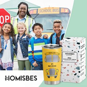 HOMISBES Bus Driver Appreciation Gifts - Stainless Steel Best Bus Driver Tumbler Cup 20oz for School Bus Driver - Gifts for Retired Bus Driver