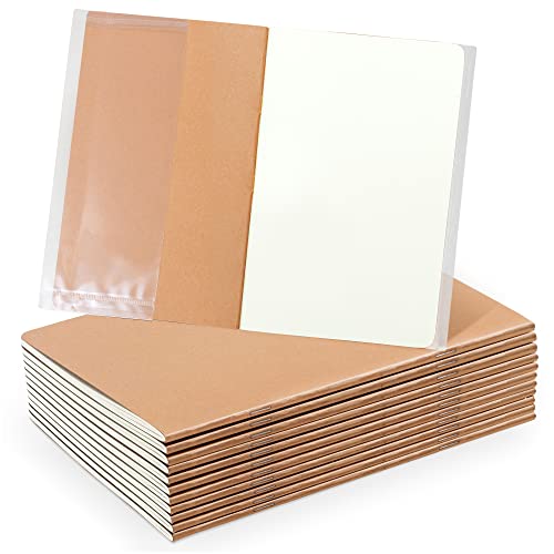 Fadyzon 1857 Sketchbook Bulk - 12 Pack, 64 Pages - A5 Plain Notebooks Set with 1 PVC folder and thick sheets (100 GSM) - Unlined soft cover Journals for Women, Girls, Men, and Kids. Travelers' Choice.