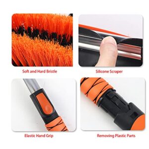 43.3" Car Snow Brush Ice Scraper Extendable for Windshield 5 in 1 Snow Scrapers Removal Shovel with Squeegee Foam Grip 360° Pivoting Brush Head for Car Truck SUV