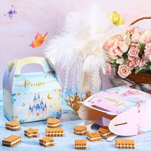 Princess and Prince Treat Boxes Pink Princess Boxes Blue Prince Castle Gift Boxes Little Princess Crown Goodie Boxes Royal Prince Cardboard Boxes for Boy Girl Birthday (Prince and Princess, 12 Pcs)