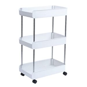 N/A Kitchen Trolley 3/4 Tier Bedroom Snacks Cart Bathroom Storage Rack with Wheels Househlod Standing Shelf (Color : A, Size : 1pcs)