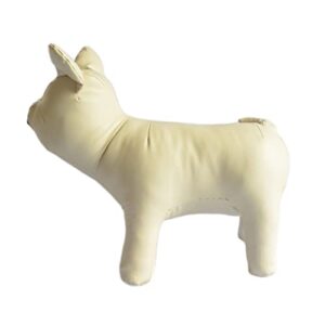 dog mannequins, pu leather standing dog model flexible stretch dog mannequins to display dog apparel pet clothes, dog shop supplies bulldog style beige