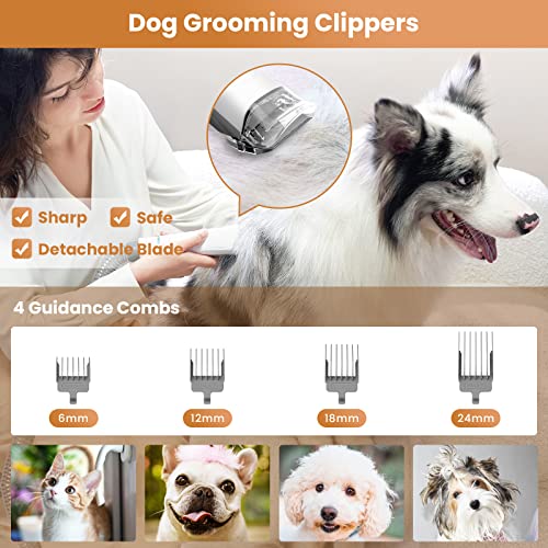INSE P20 Pro Dog Grooming Kit, Low Noise Pet Grooming Vacuum for Dogs, Professional Dog Clippers with Powerful Vacuum Function, 5 Pet Grooming Tools for Shedding Long & Short & Thick & Thin Dogs Hair