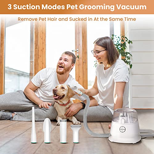 INSE P20 Pro Dog Grooming Kit, Low Noise Pet Grooming Vacuum for Dogs, Professional Dog Clippers with Powerful Vacuum Function, 5 Pet Grooming Tools for Shedding Long & Short & Thick & Thin Dogs Hair