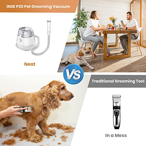 INSE P20 Pro Dog Grooming Kit, Low Noise Pet Grooming Vacuum for Dogs, Professional Dog Clippers with Powerful Vacuum Function, 5 Pet Grooming Tools for Shedding Long & Short & Thick & Thin Dogs Hair