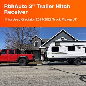 RbhAuto 2" Trailer Hitch Receiver, Class 3 Towing Hitch with Cover Kit fit, Hitch Extension for Jeep Gladiator 2019-2022 Truck Pickup JT