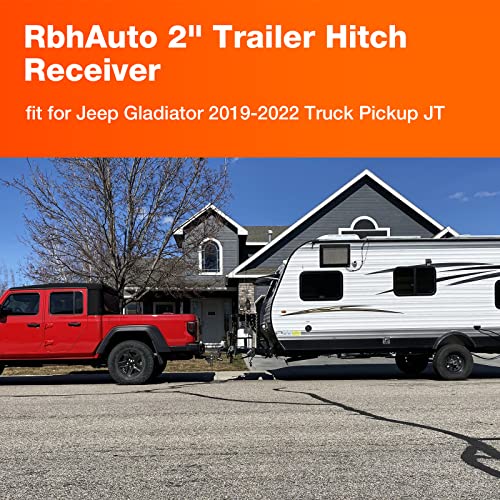 RbhAuto 2" Trailer Hitch Receiver, Class 3 Towing Hitch with Cover Kit fit, Hitch Extension for Jeep Gladiator 2019-2022 Truck Pickup JT