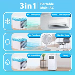 coosolvo Portable Air Conditioner, Personal Air Cooler with Quiet 3 Wind Speeds, Cooling Fan with Large Water Tank, Mini AC Unit with 7 Color Light, USB Small Air Conditioner for Home