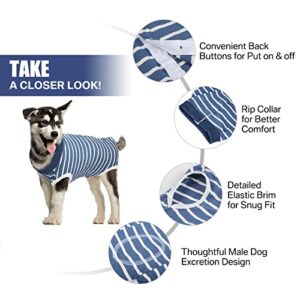 Surgical Recovery Suit for Dogs, Dog Vest to Keep Dog from Licking Abdominal Wound Protector, Pet Neck Collar Alternative (XL,Blue Stripe)