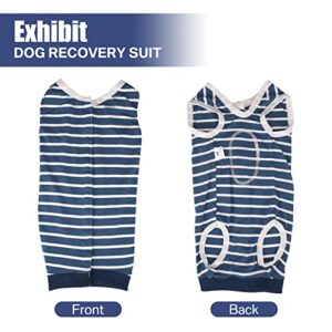 Surgical Recovery Suit for Dogs, Dog Vest to Keep Dog from Licking Abdominal Wound Protector, Pet Neck Collar Alternative (XL,Blue Stripe)