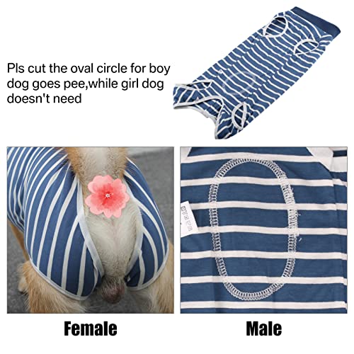 Surgical Recovery Suit for Dogs, Dog Vest to Keep Dog from Licking Abdominal Wound Protector, Pet Neck Collar Alternative (XL,Blue Stripe)