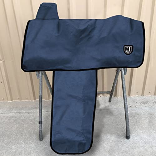 Harrison Howard 600 Denier Splash-Resistant Protective Saddle Cover Protection from Scratches, Direct Sunlight, and Dust/Debris Keeps Saddle in Pristine Condition-Navy