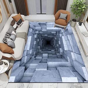 marble brick bottomless hole area rug extra large for kids playroom 3d optical visual illusion trap living room floor carpet mat ,6'x9'