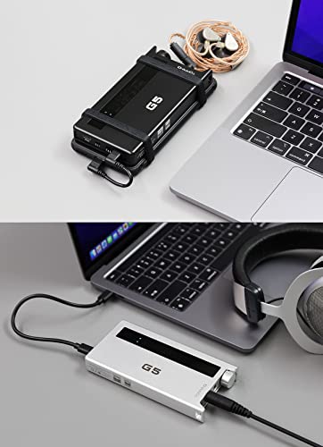 KGUSS Topping G5 Portable NFCA Headphone Amplifier DAC - USB Tyle C/Bluetooth/AUX Input, 6.35mm Line Out 3.5mm/4.4mm Headphone Out LDAC Hi-Res Audio (Sliver)