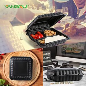 YANGRUI Clamshell Food Containers, Shrink Wrap 55 Pack 8 Inch To Go Containers BPA Free Microwave Freezer Safe Plastic Hinged Clamshell Take Out Containers