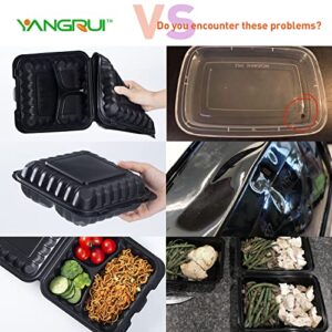 YANGRUI Clamshell Food Containers, Shrink Wrap 55 Pack 8 Inch To Go Containers BPA Free Microwave Freezer Safe Plastic Hinged Clamshell Take Out Containers