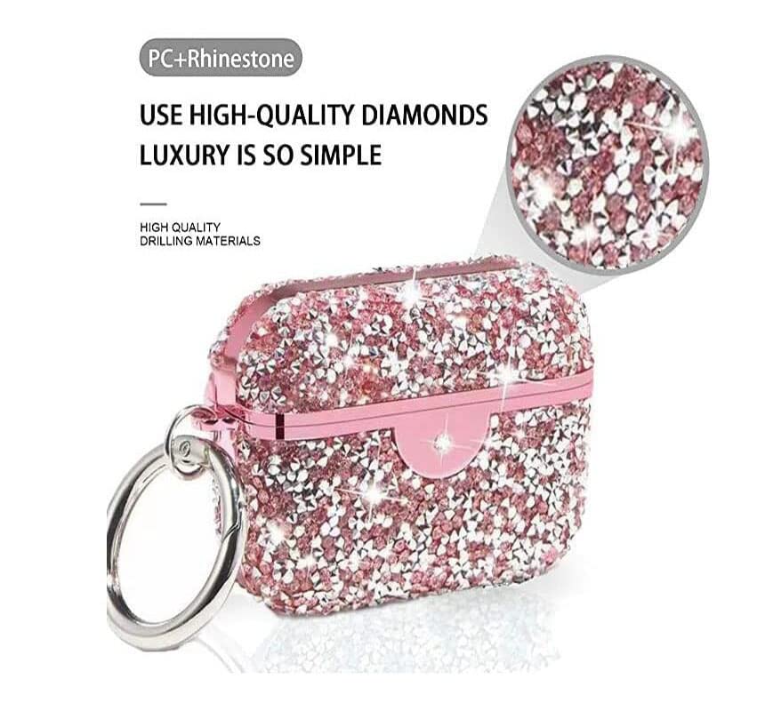 GJCC Glitting Design for AirPods 3 Cases Luxury Glitter Crystals Stylish Design Cover for AirPods3 Charging Case Headphone Case with Keychain Bluetooth Flash Drill pc Electroplating
