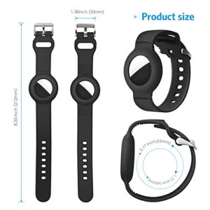 AMIR AirTag Wristband Kids(2 Pack) - Soft Silicone Air tag Bracelet for Kids - Adjustable Anti Lost Watch Band Compatible with Apple Air tag for Toddler Child (Black&White)