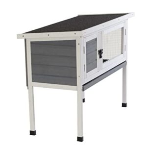 EMKK Wooden Rabbit Hutches Pet House Small Bunny Wood Hutch Dog Chicken Coops Cages Cage with No Leak Tray Lockable Door Openable Top for Indoor Outdoor,Grey, 46''L X 17.7''D X 27.6''H