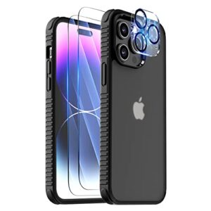 floveme for iphone 14 pro max case [5 in 1], with [2 pcs for iphone 14 pro max screen protector +1 pcs camera lens protector], silicone edge protective[military drop proof], compatible with magsafe