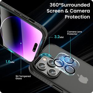 FLOVEME for iPhone 14 Pro Max Case [5 in 1], with [2 Pcs for iPhone 14 Pro Max Screen Protector +1 Pcs Camera Lens Protector], Silicone Edge Protective[Military Drop Proof], Compatible with Magsafe