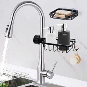 2 in 1 faucet sponge holder,kitchen sink detachable hanging organizer and shower organizer and wall mounted soap dish holder for kitchen bathroom with hook and bar