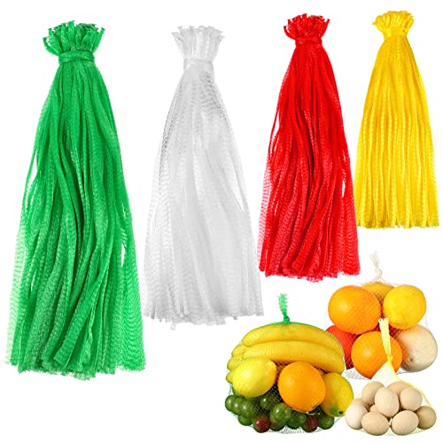 Zhengmy 500 Pcs Mesh Produce Bags for Vegetables Reusable Nylon Vegetable Onion Fruit Grocery Seafood Boiling Bags Plastic Toy Green,Red,White,Yellow