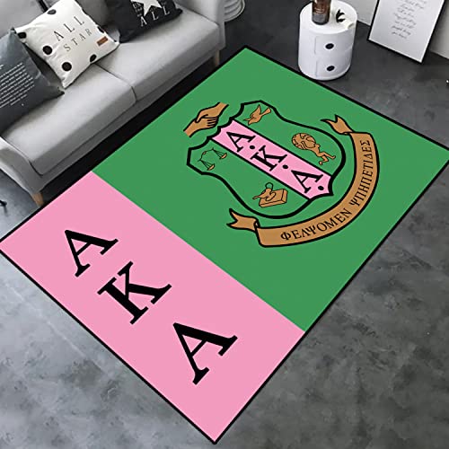 AKA Large Area Rugs for Women's Bedroom, 1908 Sorority Carpet for Teen Girl, Adult Room Decor Indoor Area Rugs Yoga Mat with Quick Dry Anti-Slip Rubber, Washable Living Room Sofa Floor Mat Door Mat