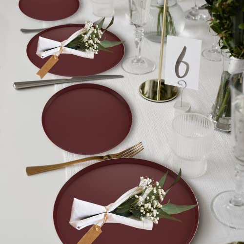 DYLIVeS 50 Count 7 inch Burgundy Paper Plates, Maroon Disposable Party Dessert Plates Flat Plates Round Food Serving Trays Platter, Birthday Party Supplies for Appetizers, Cake, Graduation, Holiday