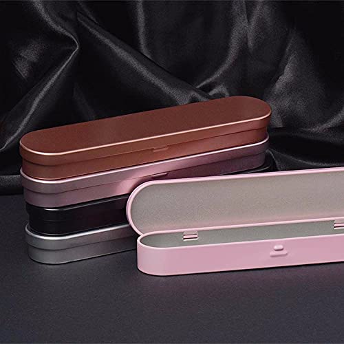 Metal Hinged Tin Pen Box Small Pencil Case Rectangular Empty Hinged Tins Box Containers Storage Organizer for Pen, Pencil, Makeup Brushes(Rose Gold)