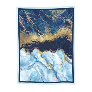 blue gold marble blankets 60"x50" ultra soft flannel throw blanket plush cozy throws for sofa bed micro fleece blanket for adults kids