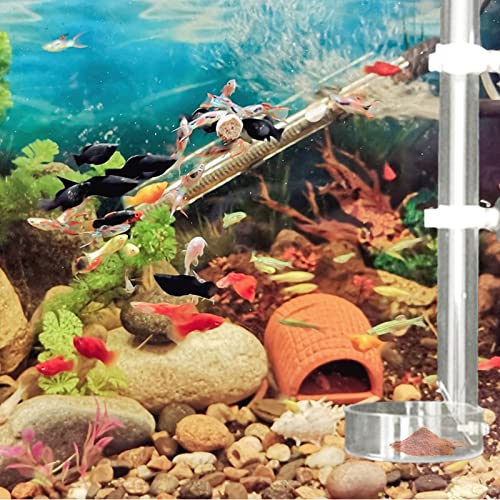 4Pcs Shrimp Feeding Tube and Dish, 2 Acrylic Shrimp Feeder Tube 2 Aquarium Shrimp Feeding Dish Clear Crystal Glass Shrimp Feeder Tube Tray with Suction Cup Fish Tank Feeding Supplies (Small)