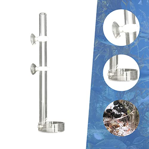 4Pcs Shrimp Feeding Tube and Dish, 2 Acrylic Shrimp Feeder Tube 2 Aquarium Shrimp Feeding Dish Clear Crystal Glass Shrimp Feeder Tube Tray with Suction Cup Fish Tank Feeding Supplies (Small)