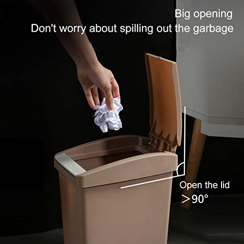 WXXGY Trash Can 10L Rectangular Touch Top Recycle Bin Recycling Waste Dustbin Kitchen Bathroom Rubbish Containers Home Office Bins/Brown