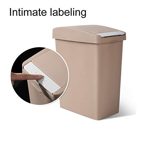 WXXGY Trash Can 10L Rectangular Touch Top Recycle Bin Recycling Waste Dustbin Kitchen Bathroom Rubbish Containers Home Office Bins/Brown