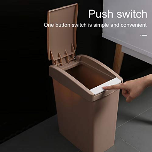 WXXGY Trash Can 10L Rectangular Touch Top Recycle Bin Recycling Waste Dustbin Kitchen Bathroom Rubbish Containers Home Office Bins/Brown